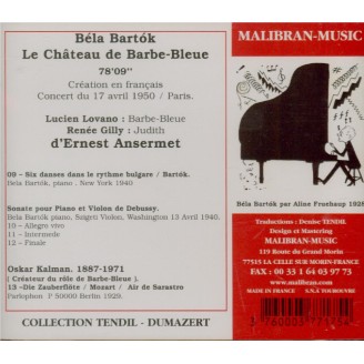 BARTOK - Ansermet - Le château de Barbe-Bleue, opéra op.11 Sz.48 chanté en français..
